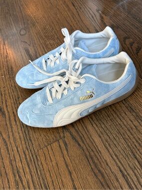Puma Light Blue Suede Sneakers with White Formstrip